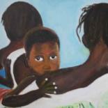 Painting titled "regard   d'afrique" by Dominique Rondeau, Original Artwork, Oil