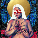 Ζωγραφική με τίτλο "Nuestra Señora de l…" από Roselin Estephanía, Αυθεντικά έργα τέχνης, Ακουαρέλα