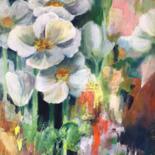 Peinture intitulée "Fleurs blanches et…" par Roseline Chesserond, Œuvre d'art originale, Acrylique