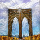 Pintura titulada "Brooklyn Bridge 3" por Roy Wrenn, Obra de arte original, Acrílico