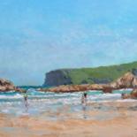 Pintura titulada "La playa de la Fran…" por Rubén De Luis, Obra de arte original, Oleo Montado en Panel de madera