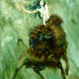 Painting titled "Thracian Goddes -Co…" by Rumen Dimitrov, Original Artwork, Oil