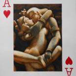 Pittura intitolato "a lovely play card" da Sudipta Karmakar, Opera d'arte originale, Acquarello