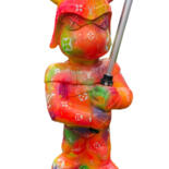 Sculpture intitulée "warrioar bear" par Sabrina Seck, Œuvre d'art originale, Bombe aérosol