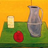 Painting titled "Still life with blu…" by Francisco Vidal, Original Artwork, Oil