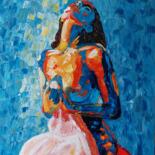 Pittura intitolato "Sola con la sua ess…" da Salvo Distefano, Opera d'arte originale, Olio Montato su Telaio per barella in…