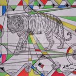 Drawing titled "LE TIGRE 2" by Salvador  Moreno, Original Artwork, Marker