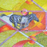 Drawing titled "ZEBRE DANS LA SAVANE" by Salvador  Moreno, Original Artwork, Marker