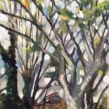 Peinture intitulée "Spring Trees" par Sandra Haney, Œuvre d'art originale, Huile Monté sur Châssis en bois