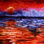 Painting titled "Rojo-atardecer-46x3…" by Santi Goñi, Original Artwork, Oil