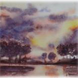 Peinture intitulée "sunset" par Sara Elena Besson, Œuvre d'art originale, Aquarelle