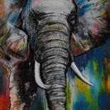 Peinture intitulée "Eléphant du Botswana" par Sarah Lutaud (Sarah Art), Œuvre d'art originale, Acrylique