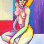 Painting titled "Nude femme love" by Sara Raquel Sarangello, Original Artwork, Oil