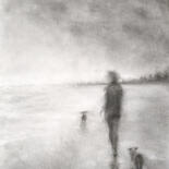 Desenho intitulada "Walk on Stormy Beac…" por Sbboursot, Obras de arte originais, Carvão