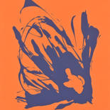 Peinture intitulée "Jet bleu orange" par Sculpeinte Concept Dany, Œuvre d'art originale, Acrylique Monté sur Châssis en bois
