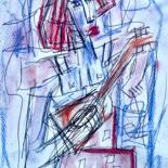 Pittura intitolato "Femme rousse a la g…" da Serge Berry, Opera d'arte originale, Biro