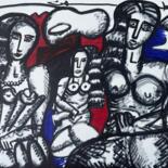 Картина под названием "Trois demoiselles" - Serge Berry, Подлинное произведение искусства, Маркер
