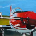 Painting titled "L'avion rouge (Pila…" by Serge Boisse, Original Artwork, Oil
