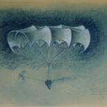 Dessin intitulée "Machine volante ave…" par Serge Reynaud (Art of Flying), Œuvre d'art originale, Pastel