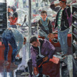 Painting titled "New sneakers" by Sergey Sovkov, Original Artwork, Oil Mounted on Wood Stretcher frame
