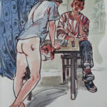 Drawing titled "Realist and model" by Sergey Sovkov, Original Artwork, Conté