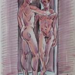 Disegno intitolato "Conversation at an…" da Sergey Sovkov, Opera d'arte originale, Acquarello