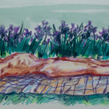 "Irises in the garden" başlıklı Resim Sergey Sovkov tarafından, Orijinal sanat, Mum boya