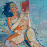 Painting titled "reading time" by Sergio Kovalov, Original Artwork, Acrylic