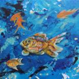 Painting titled "Goldfish" by Shveta Saxena, Original Artwork, Acrylic