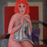 Collages titled "Modigliani revisited" by Sibilla Bjarnason, Original Artwork, Collages Mounted on Wood Stretcher frame