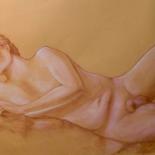 Pittura intitolato "nudo sdraiato" da Silvia Benfenati, Opera d'arte originale, Pastello