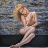 Painting titled "Nude III" by Simona Tsvetkova, Original Artwork, Oil Mounted on Wood Stretcher frame