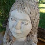Sculpture titled "buste jeune fille f…" by Simone Collet, Original Artwork, Terra cotta