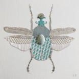Textile Art titled "Rê scarabée" by Cindy Roch, Original Artwork, Embroidery