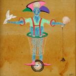 Dessin intitulée "L'équilibriste" par Sinkié., Œuvre d'art originale, Acrylique Monté sur Panneau de bois