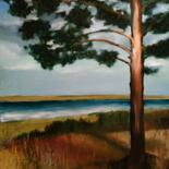Painting titled "Golden Pine" by Vyacheslav Kostyuchenko, Original Artwork, Oil