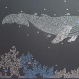 Drawing titled "Baleine paisible" by Sonia Michel, Original Artwork, Gel pen