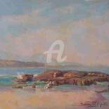Painting titled "Praia de Guarapari…" by Sousa Rodrigues, Original Artwork, Oil