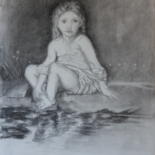 Drawing titled "Bouguereau girl" by Stan Bert Singer, Original Artwork, Charcoal