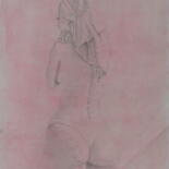 Disegno intitolato "Woman with towel" da Stan Bert Singer, Opera d'arte originale, Punta d'argento