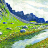 Malerei mit dem Titel "Iceland Stream" von Stan Sweeney, Original-Kunstwerk, Öl