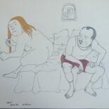 Disegno intitolato "Sabato" da Stefano Galli, Opera d'arte originale, Biro