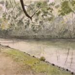 Malerei mit dem Titel "Am Kanal" von Stephan Praus, Original-Kunstwerk, Aquarell