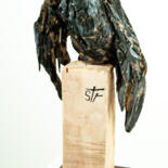 Sculpture titled "chevalier noir" by Stéphane Terret, Original Artwork, Wood