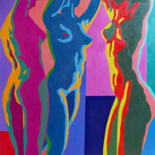 Pittura intitolato "THREE NUDES DANCE" da Stephen Conroy, Opera d'arte originale, Acrilico Montato su Telaio per barella in…