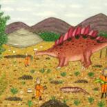 "Stegosaurus Encount…" başlıklı Tablo Stephen Warde Anderson tarafından, Orijinal sanat, Akrilik Diğer sert panel üzerine mo…