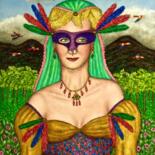 Painting titled "Masked Diva - Brigi…" by Stephen Warde Anderson, Original Artwork, Acrylic Mounted on Other rigid panel