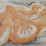 Рисунок под названием "Les amoureux II" - Stewart Fletcher, Подлинное произведение искусства, Чернила