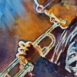 Painting titled "Trompet player" by Stoyanka Nikolova, Original Artwork, Watercolor