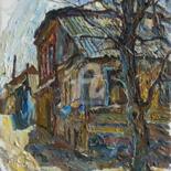 Peinture intitulée "Old merchant house" par Leonid Stroganov, Œuvre d'art originale, Huile